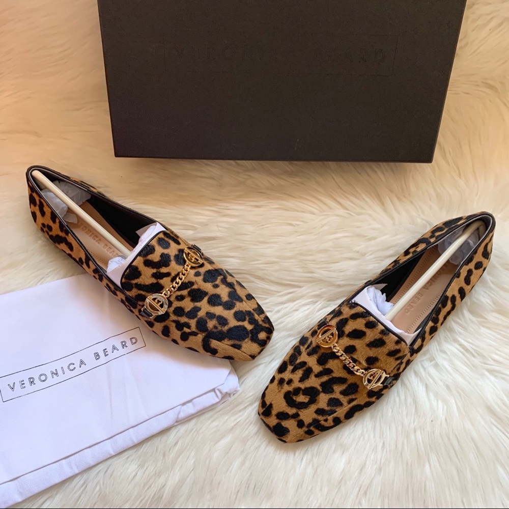 New! VERONICA BEARD Grier Haircalf Chain Loafers - Picture 2 of 9